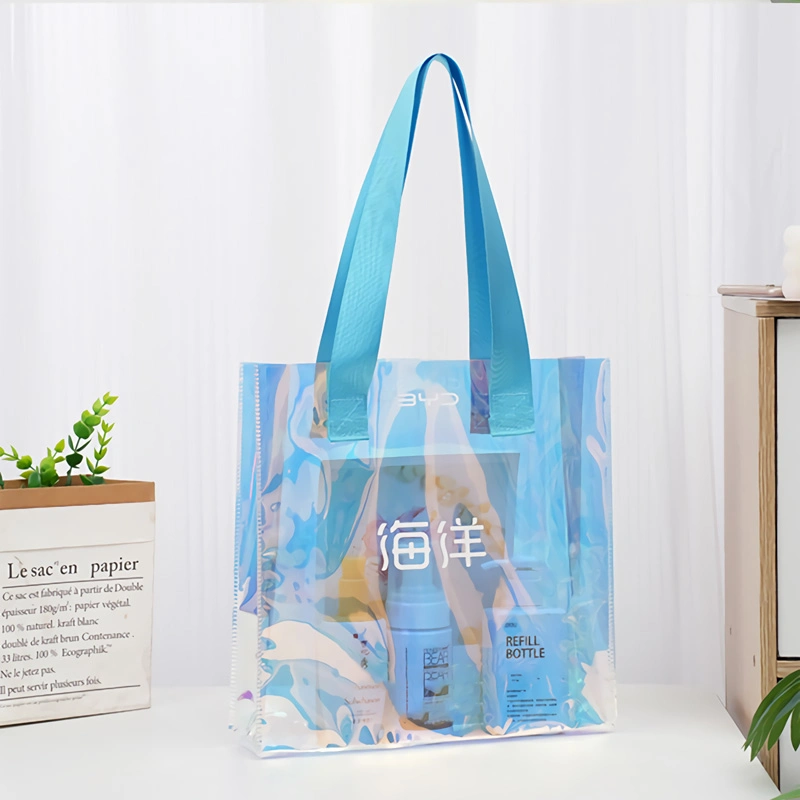 Fashion Sports Hologram PVC Beach Tote Bag Clear Laser Handbag