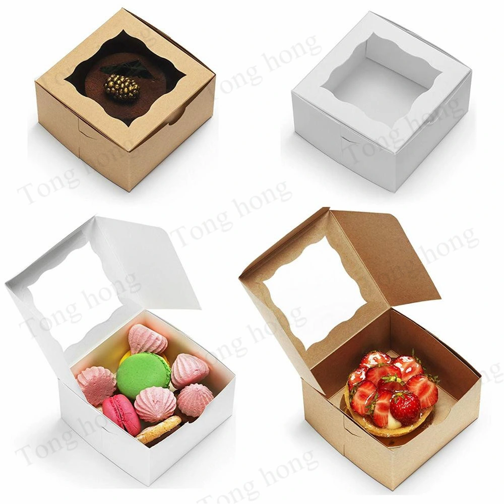 Custom PVC Transparent Window Kraft Ivory Bakery Boxes Eco Friendly Cake Food Packaging Kraft Paper Box