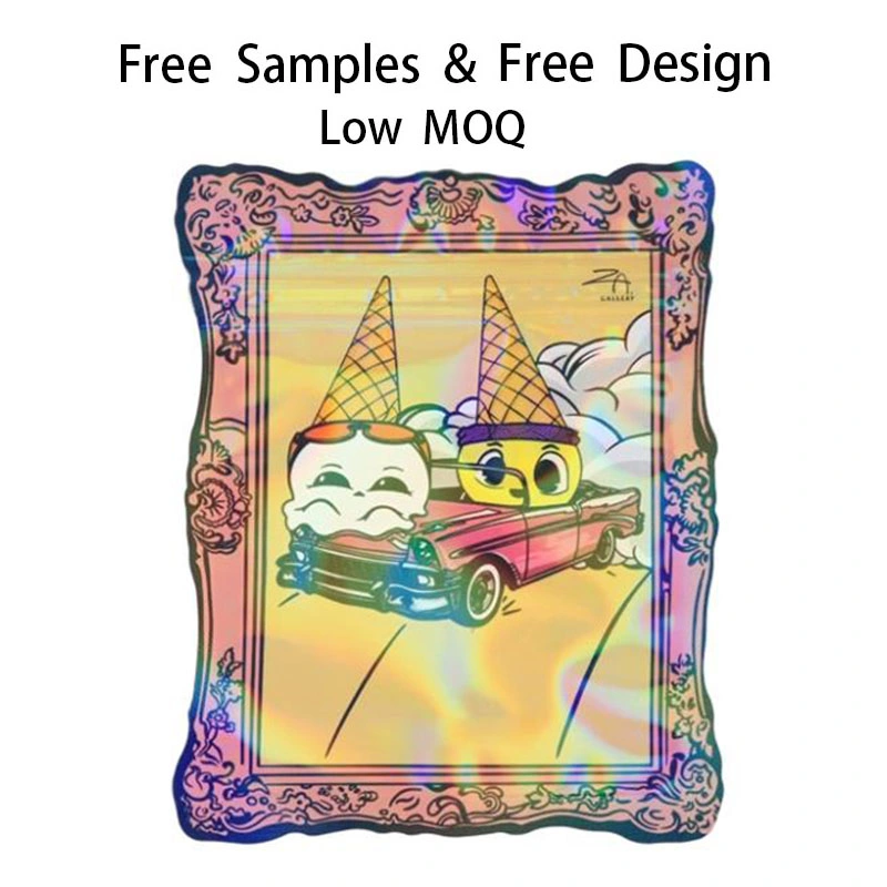 Wholesale Custom Printed Soft Touch Child Resistant Smell Proof Resealable Ziplock 3.5g Candy Gummies Holographic Mylar Bags