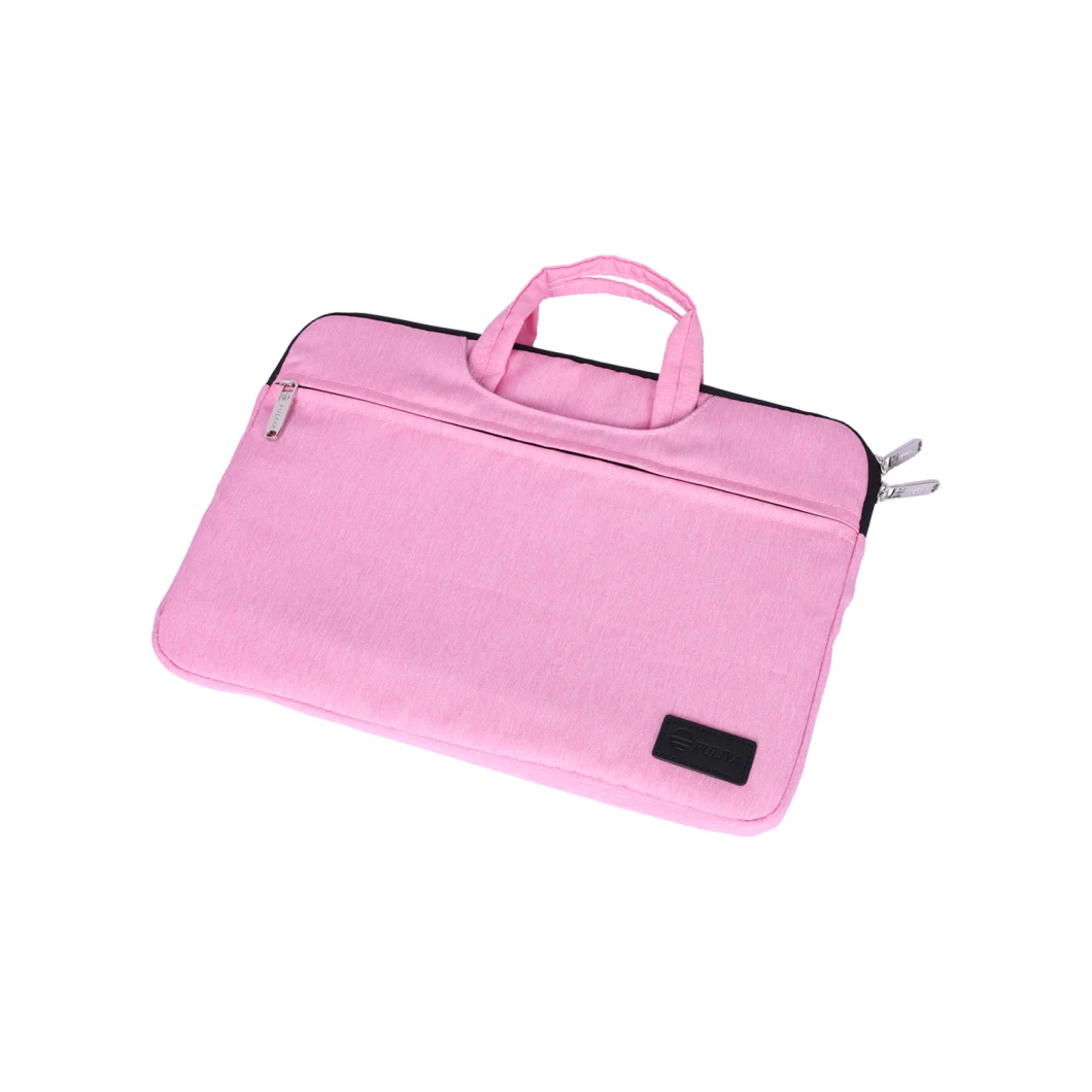 Embossing Logo Pink Business PU PVC Laptop Bags Mac Air Bag Notebook Handbag with Customized Zipper for Women